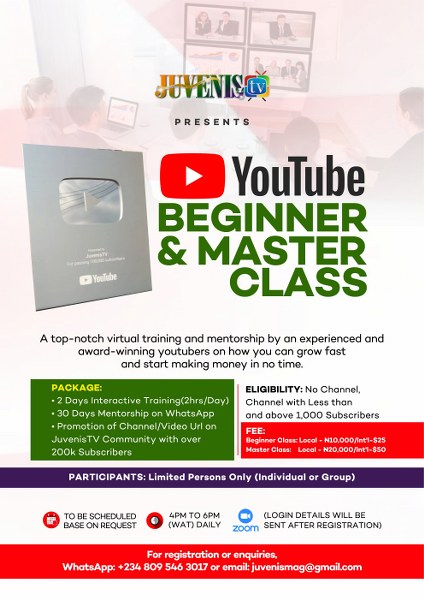 Juvenis YouTube Beginner & Master Class